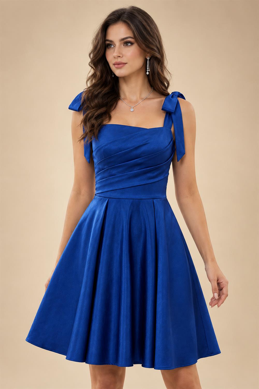 Satin A-Line/Princess Spaghetti Straps Short Homecoming Dresses with Ruched Waist (SHI22370238)