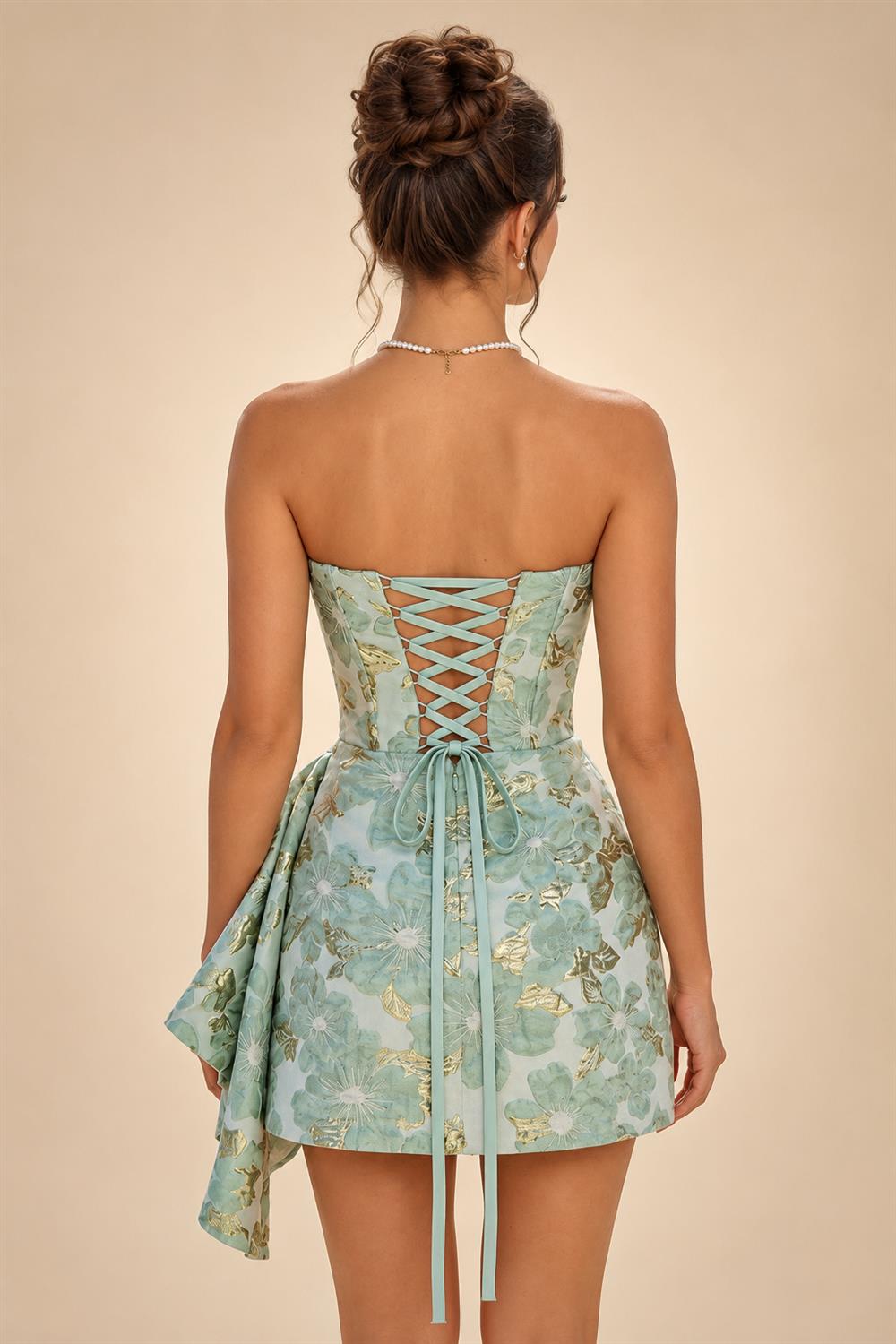 Jacquard Sheath/Column V-Neck Floor-Length Mother of the Bride & Groom Dresses with Ruffles & Ruched Waist (SHI22501060)
