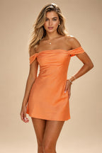 Satin Bodycon Off Shoulder Short Homecoming Dresses for Teens (SHI22370262)