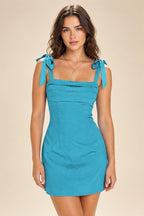Satin Bodycon Spaghetti Straps Short Homecoming Dresses with Ruched Bodice (SHI22370321)