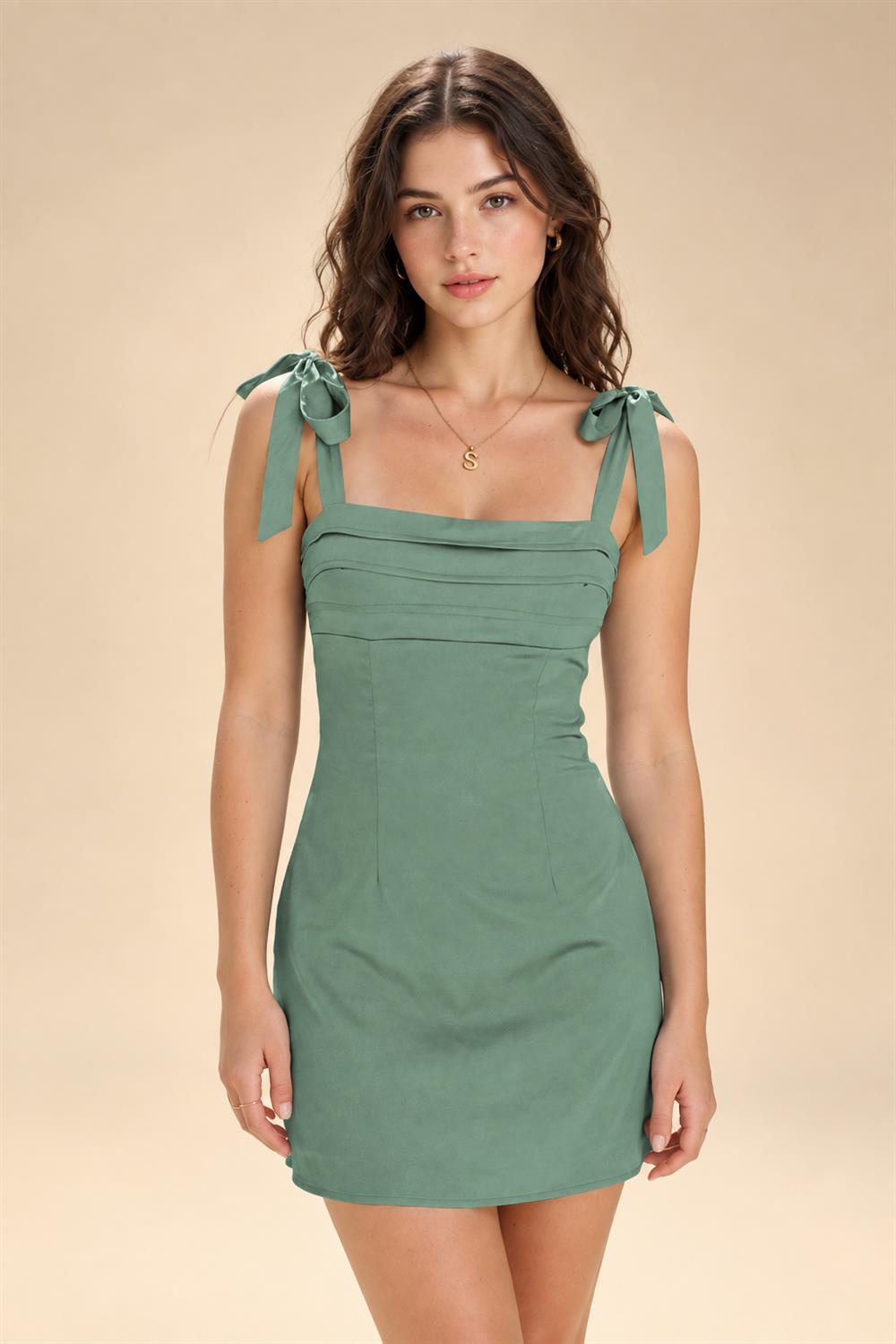 Satin Bodycon Spaghetti Straps Short Homecoming Dresses with Ruched Bodice (SHI22370321)