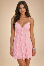 Satin A-Line/Princess Spaghetti Straps Short Homecoming Dresses with Ruched Waist (SHI22370238)