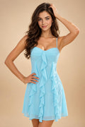 Chiffon A-Line/Princess Spaghetti Straps Mini Homecoming Dresses with Ruffles (SHI22370482)