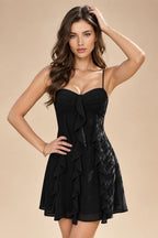 Chiffon A-Line/Princess Spaghetti Straps Mini Homecoming Dresses with Ruffles (SHI22370482)