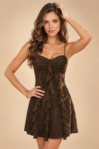 Chiffon A-Line/Princess Spaghetti Straps Mini Homecoming Dresses with Ruffles (SHI22370482)