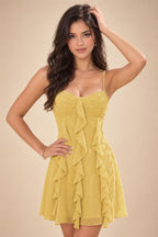 Chiffon A-Line/Princess Spaghetti Straps Mini Homecoming Dresses with Ruffles (SHI22370482)