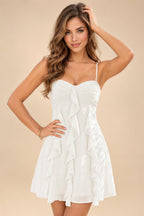Chiffon A-Line/Princess Spaghetti Straps Mini Homecoming Dresses with Ruffles (SHI22370482)