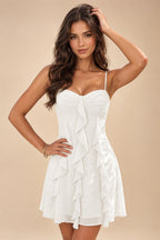 Chiffon A-Line/Princess Spaghetti Straps Mini Homecoming Dresses with Ruffles (SHI22370482)