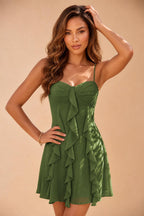 Chiffon A-Line/Princess Spaghetti Straps Mini Homecoming Dresses with Ruffles (SHI22370482)