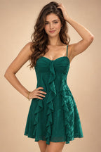 Chiffon A-Line/Princess Spaghetti Straps Mini Homecoming Dresses with Ruffles (SHI22370482)