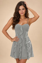 Chiffon A-Line/Princess Spaghetti Straps Mini Homecoming Dresses with Ruffles (SHI22370482)