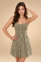 Chiffon A-Line/Princess Spaghetti Straps Mini Homecoming Dresses with Ruffles (SHI22370482)