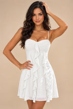 Chiffon A-Line/Princess Spaghetti Straps Mini Homecoming Dresses with Ruffles (SHI22370482)