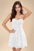 Chiffon A-Line/Princess Spaghetti Straps Mini Homecoming Dresses with Ruffles (SHI22370482)
