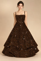 A-Line/Princess Mini Sparkly Sequin Tiered Homecoming Dresses with Spaghetti Straps (SHI22370561)