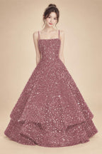 A-Line/Princess Mini Sparkly Sequin Tiered Homecoming Dresses with Spaghetti Straps (SHI22370561)