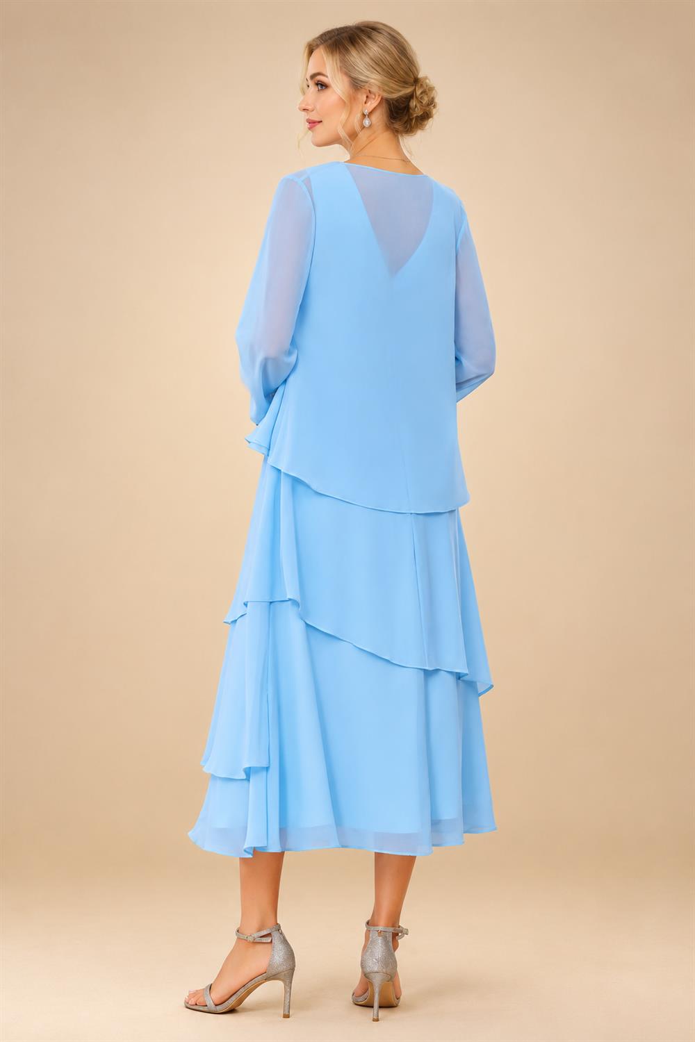 A-Line/Princess Scoop Neck Satin Tea-Length Mother of the Bride Dresses with Pockets (SHI22500122)