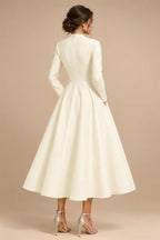 A-Line/Princess V-Neck Satin Tea-Length Mother of the Bride Dresses with Flower (SHI22500080)