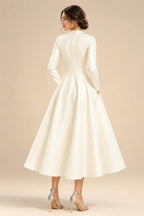 A-Line/Princess V-Neck Satin Tea-Length Mother of the Bride Dresses with Flower (SHI22500080)