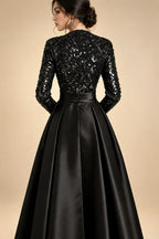 A-Line Chiffon V-Neck Short Sleeve Mother of the Bride Dresses Floor-Length with Sequin Appliques (SHI22500297)