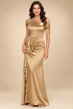 Sheath/Column Asymmetrical Pleated Satin Floor-Length Mother of the Bride Dresses with Ruffle (SHI22500107)