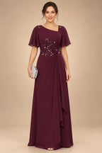 Jacquard A-Line/Princess Scoop Neck Floor-Length Mother of the Bride & Groom Dresses with Ruffles & Ruched Waist (SHI22501201)