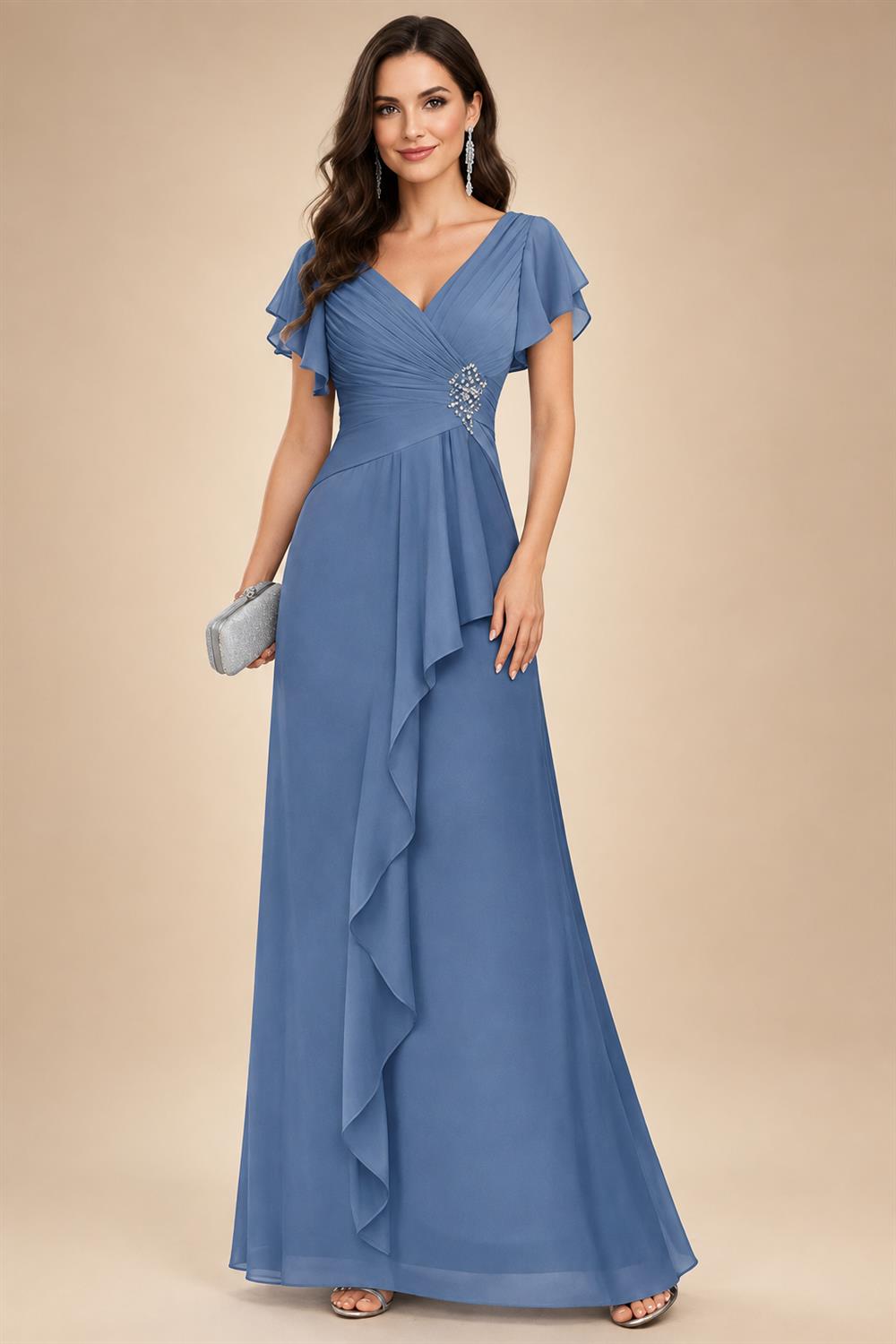 Sheath/Column Asymmetrical Pleated Satin Floor-Length Mother of the Bride Dresses with Ruffle (SHI22500107)