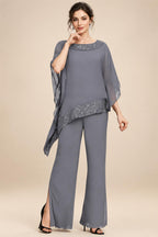 Pantsuits Separates Scoop Neck Sequins Asymmetrical Ankle-Length Mother of the Bride Dress with Slit (SHI22500132)