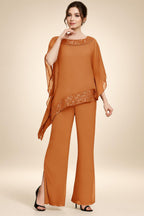 Pantsuits Separates Scoop Neck Sequins Asymmetrical Ankle-Length Mother of the Bride Dress with Slit (SHI22500132)