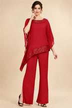 Pantsuits Separates Scoop Neck Sequins Asymmetrical Ankle-Length Mother of the Bride Dress with Slit (SHI22500132)