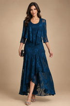 Lightweight Sheath Tea-Length Chiffon Mother of the Bride & Groom Dresses with Cowl Neck & Ruched Waist (SHI22500689)