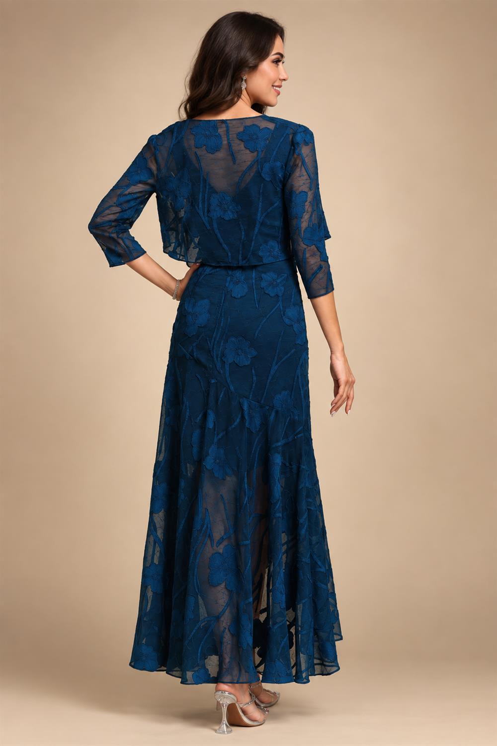Lightweight Sheath Tea-Length Chiffon Mother of the Bride & Groom Dresses with Cowl Neck & Ruched Waist (SHI22500689)