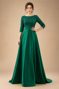 A Line Scoop 3/4 Sleeve Long Mixed Mother of the Bride Dresses with Sequins (SHI22500171)