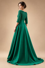 A Line Scoop 3/4 Sleeve Long Mixed Mother of the Bride Dresses with Sequins (SHI22500171)