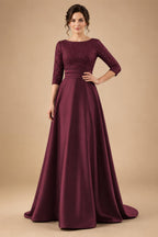 A Line Scoop 3/4 Sleeve Long Mixed Mother of the Bride Dresses with Sequins (SHI22500171)
