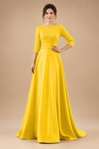 A Line Scoop 3/4 Sleeve Long Mixed Mother of the Bride Dresses with Sequins (SHI22500171)