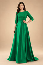 A Line Scoop 3/4 Sleeve Long Mixed Mother of the Bride Dresses with Sequins (SHI22500171)