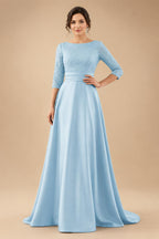 A Line Scoop 3/4 Sleeve Long Mixed Mother of the Bride Dresses with Sequins (SHI22500171)