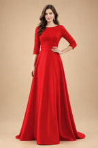 A Line Scoop 3/4 Sleeve Long Mixed Mother of the Bride Dresses with Sequins (SHI22500171)