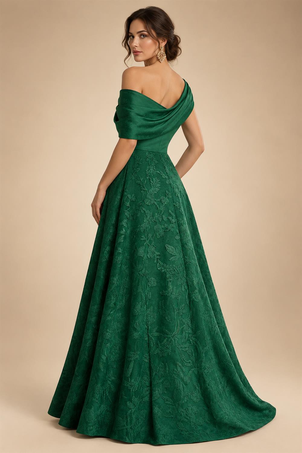 A-Line Floor Length One Shoulder Long Mother of the Bride Dresses with Lace (SHI22500179)