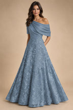 A-Line Floor Length One Shoulder Long Mother of the Bride Dresses with Lace (SHI22500179)