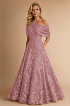 A-Line Floor Length One Shoulder Long Mother of the Bride Dresses with Lace (SHI22500179)