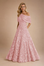 A-Line Floor Length One Shoulder Long Mother of the Bride Dresses with Lace (SHI22500179)