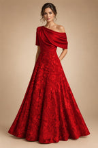 A-Line Floor Length One Shoulder Long Mother of the Bride Dresses with Lace (SHI22500179)