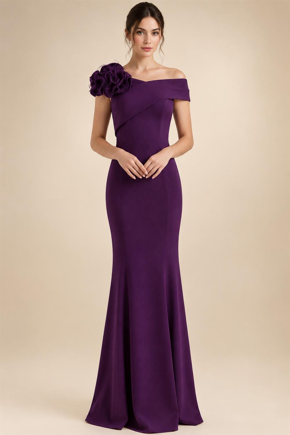 Jacquard Satin One Shoulder A-Line/Princess Long Mother of the Bride & Groom Dresses with Ruffles & Ruched Waist (SHIK25000465)