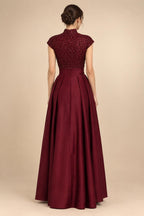 A-Line/Princess Off Shoulder Chiffon Floor-Length Mother of the Bride & Groom Dresses with Sequin, Lace Appliques & Pleats (SHI22501662)