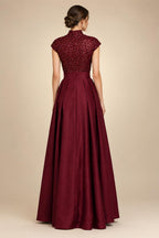 A-Line/Princess Strapless Lace Appliques Floor-Length Mother of the Bride & Groom Dresses with Pleats, Ruched Waist & Sweep Train (SHI22501664)