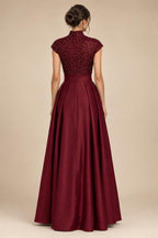 Sheath/Column V-Neck Jacquard Maxi Mother of the Bride & Groom Dresses with Ruffles & Slit (SHI25001047)