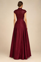 A-Line/Princess V-Neck Chiffon Floor-Length Mother of the Bride & Groom Dresses with Lace Appliques & Pleats (SHI22501605)