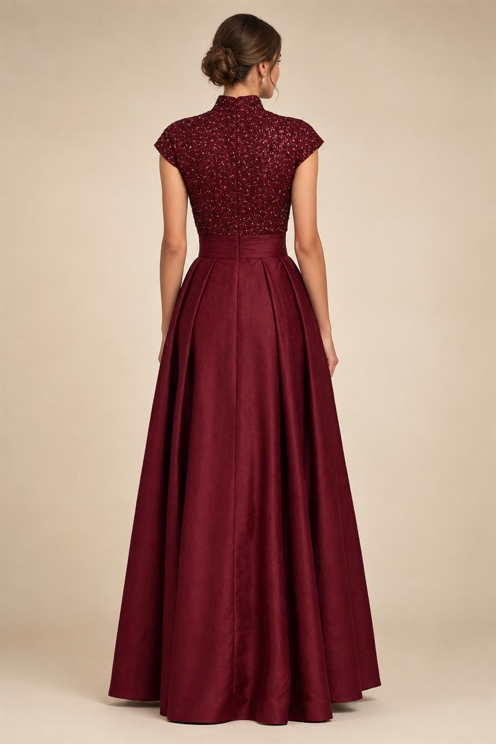 A-Line/Princess Strapless Lace Appliques Floor-Length Mother of the Bride & Groom Dresses with Pleats, Ruched Waist & Sweep Train (SHI22501664)